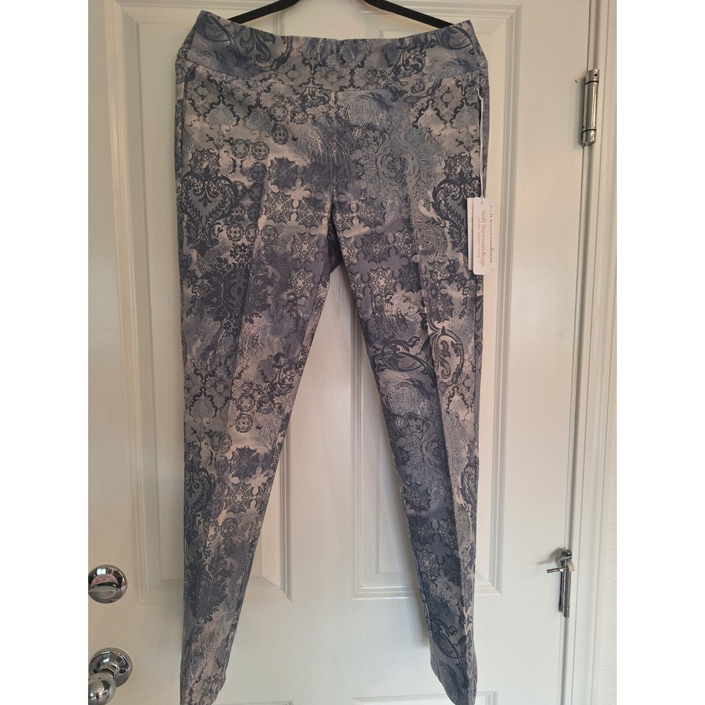 Soft Surroundings Women's‎  Blue Abstract Print Pull On Cropped Pants Sz M